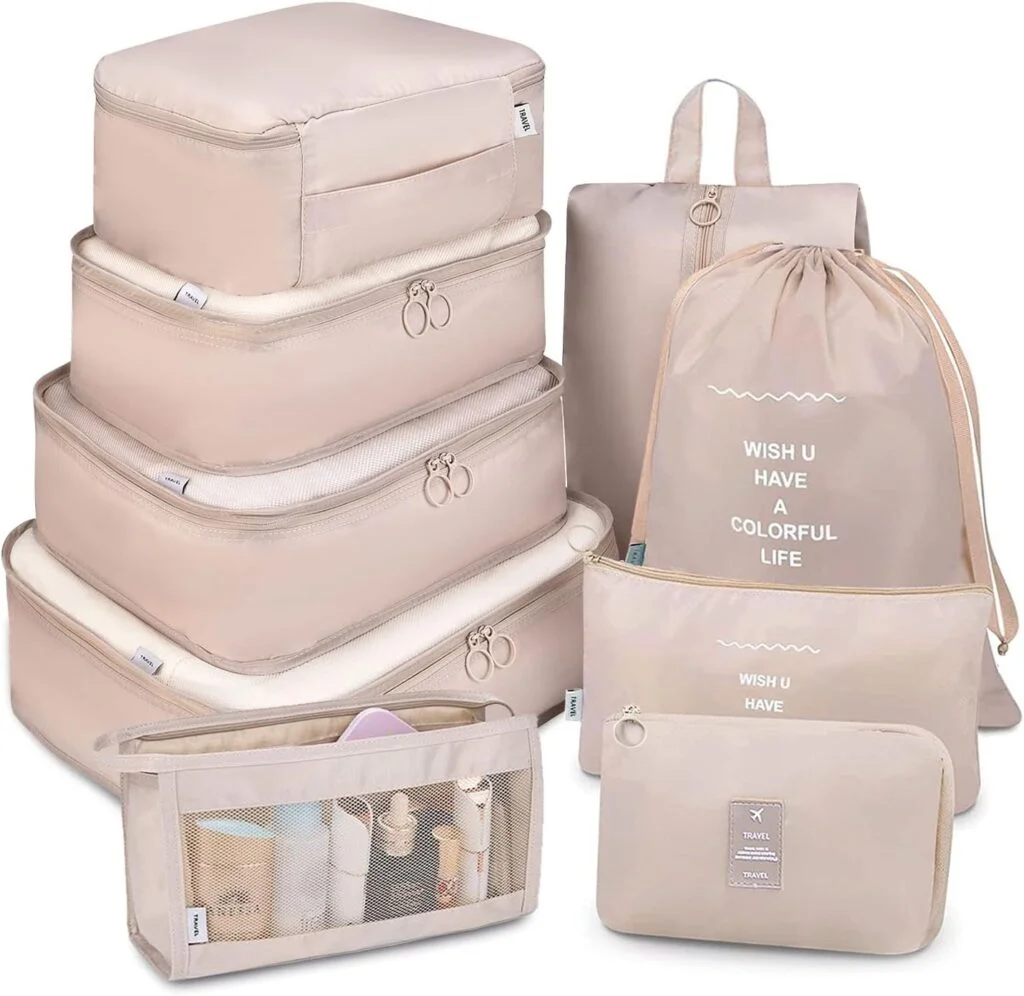 Packing Cubes for Travel, PACTIVE 9 Set Luggage Organizers with Toiletry Bag, Shoe Bag, Electronics Bag, Compression Cells, Travel Accessories Essentials Packing Cubes for Travel, PACTIVE 9 Set Luggage Organizers with Toiletry Bag, Shoe Bag, Electronics Bag, Compression Cells, Travel Accessories Essentials
