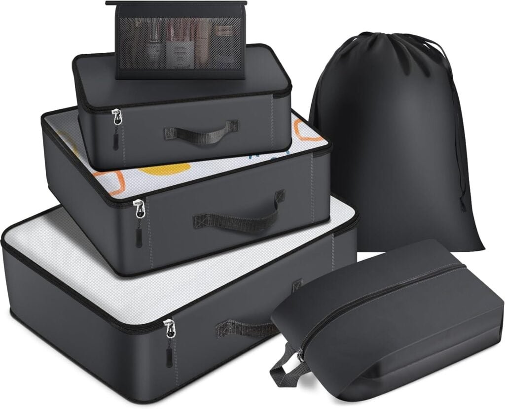 8 Packing Cubes for Luggage and Backpacks, EpicTotes Organizer Bags for Toiletries, Laundry, Shoes - Must-Have for Travel, Vacation, Business