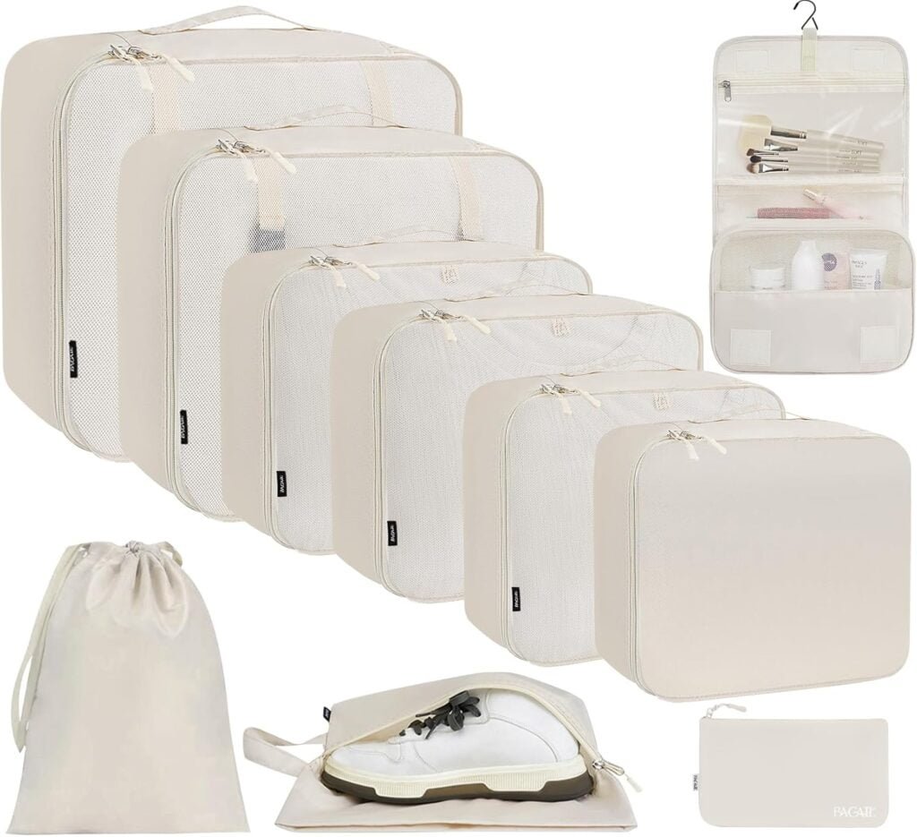 BAGAIL 10 Set/4 Set Packing Cubes Various Sizes Packing Organizer for Travel Accessories Luggage Carry On Suitcase