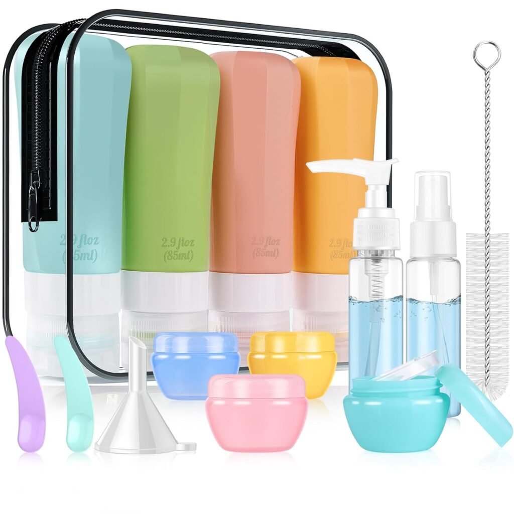 16 Pcs Silicone Bottles Set, Leak-Proof Design, Travel Size, TSA Approved for Toiletries, Portable Containers for Women (Pink-Yellow) 16 Pcs Silicone Bottles Set, Leak-Proof Design, Travel Size, TSA Approved for Toiletries, Portable Containers for Women (Pink-Yellow)