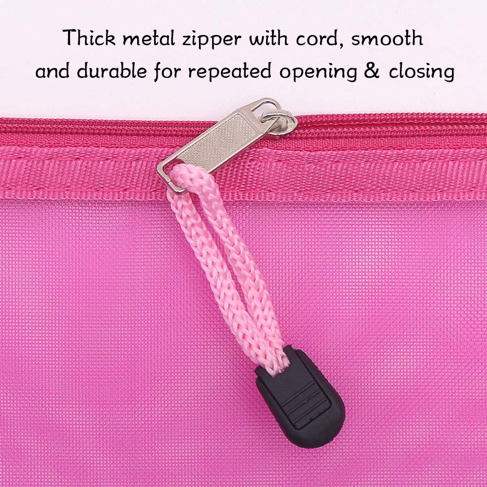 HRX Package Nylon Mesh Cosmetic Bags Zipper Pouches, 6PCS Gray Makeup Pouches Travel Organizer Case for Purse Diaper Bag (A5 x 3pcs, A6 x 3pcs)