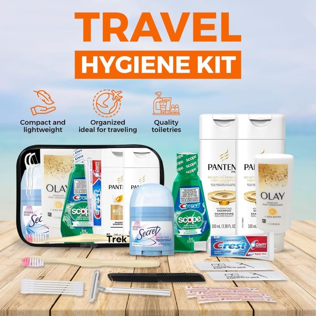 TrekTote 15-Piece Travel Toiletry Convenience Kit - Personal Care Travel Hygiene Essentials Bag with Women Toiletries. TSA-Approved Travel Size Kit For Women with Essential Toiletries. TrekTote 15-Piece Travel Toiletry Convenience Kit - Personal Care Travel Hygiene Essentials Bag with Women Toiletries. TSA-Approved Travel Size Kit For Women with Essential Toiletries.