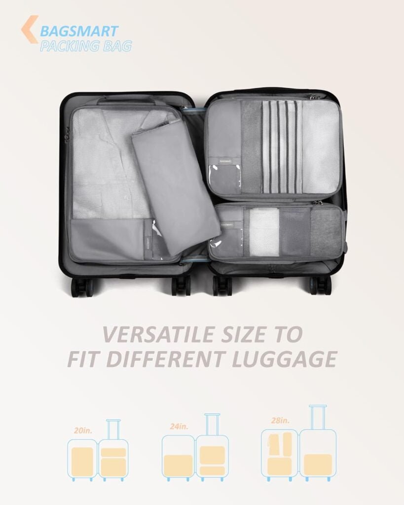 BAGSMART 6 Set/4 Set/2 Set Compression Packing Cubes for Travel, Lightweight Vacation Travel Essentials, Travel Accessories for Suitcase Organizer Bags Set, Durable Luggage Organizer Travel Bags BAGSMART 6 Set/4 Set/2 Set Compression Packing Cubes for Travel, Lightweight Vacation Travel Essentials, Travel Accessories for Suitcase Organizer Bags Set, Durable Luggage Organizer Travel Bags