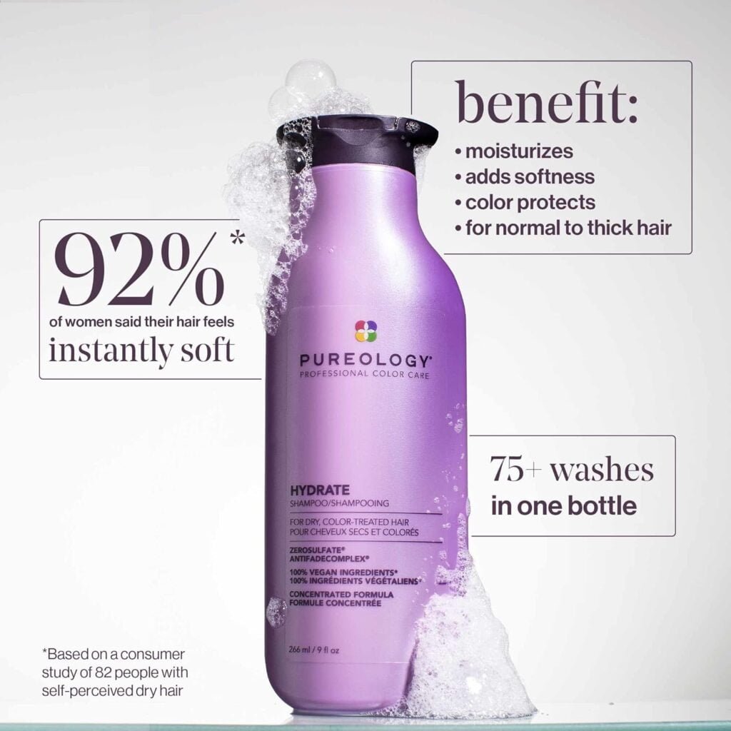 Pureology Hydrate Moisturizing Shampoo | Softens and Deeply Hydrates Dry Hair | For Medium to Thick Color Treated Hair | Sulfate-Free | Vegan Pureology Hydrate Moisturizing Shampoo | Softens and Deeply Hydrates Dry Hair | For Medium to Thick Color Treated Hair | Sulfate-Free | Vegan